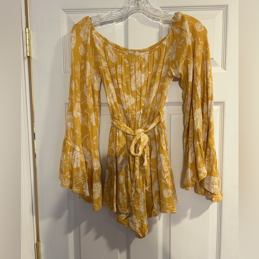 FAVLUX Mustard Shorts Romper with Belt-Like new!